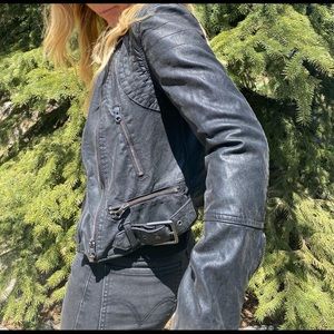 Free People Black Vegan Leather Moto Jacket
